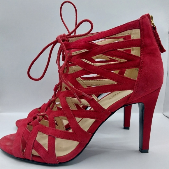 Nine West Shoes - Nine West Red Suede authority Lace Pumps 8.5